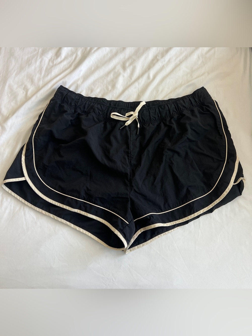 Black and Cream Retro Running Shorts